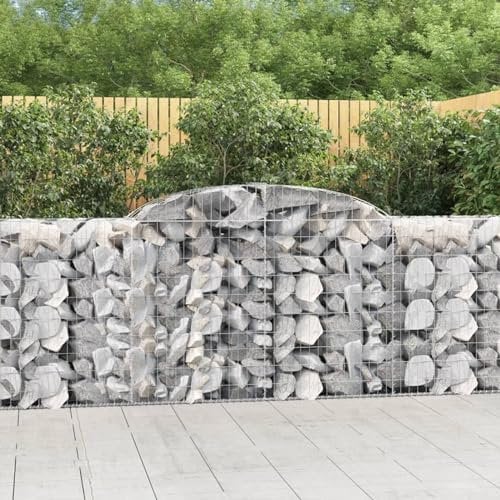 Homgoday Arched Gabion Baskets 20 pcs 300x50x100/120 cm Galvanised Iron, Gabion Basket Cage, Mesh Wire Stone Basket, Outdoor Spiral Retaining Wall, Garden Planter Gabion Raised Bed