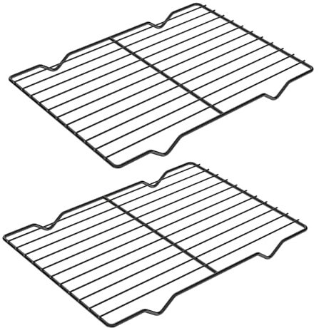 Adorila 2 Stück Kühlgitter zum Backen, 21 x 29 cm, Edelstahl-Grillrost, kleines Gitter-Backrost zum Backen, Kochen, Braten, Ofen (Schwarz)