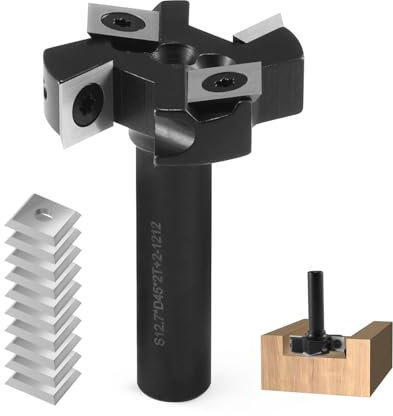 Trvoxviq CNC Spoilboard Surfacing Router Bit, 1/2 Shank 1-3/4 Cutting Diameter, 2+2 Slab Flattening Router Bit Carbide Insert Planning Bit Milling Cutter Tools for Wood Planning