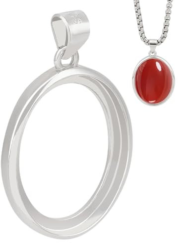 BENECREAT Colgante Bandeja de Plata de Ley 925 y Oro Blanco Auténtico engastado en bisel, 20,5 x 16 mm, base ovalada de cabujón en blanco, bandeja para colgantes, manualidades