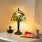 Mengjay Tischlampe Vintage,Tischlampe mit Glasmalerei Lampenschirm,E27 Fassung,Retro Industrial Nachttischlampe,Jugendstil Tischleuchte für Schlafzimmer, Wohnzimmer, Büro (A)