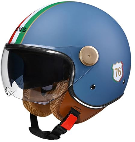 Casque Ouvert Demi-Casque De Moto,Vintage Casque De Moto Jet Vintage avec Pare-Soleil,Approuvé ECE,Rétro Scooter De Rue Cyclomoteur Vespa Demi-Casque 3/4 pour Homme Et Femme C,L=59-60CM