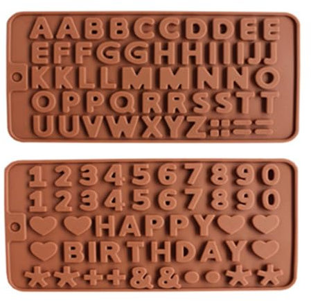 AYVRUOP moule en silicone lettres, moules alphanumériques en silicone, moules à chocolat, moules à chocolat de Noël, décorations de pâtisserie, moules de cuisson en silicone, 2 pièce