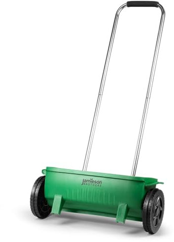 Jamieson Brothers Lawn Spreader 10L - Wheeled Drop Spreader for Lawn and Grass Seed, Top Soil, Fertiliser, Weed Killers, and Rock Salt Spreader to Keep Your Driveway and Patch Safe