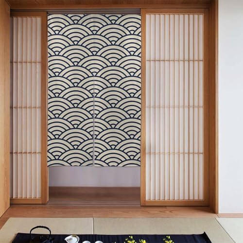 Personalized Japanese Doorway Curtain Tapestry,Custom Your Name Photo Text Customized Door Way Hangings for Home Kitchen Restaurant Bistro Partition Shading Wave Pattern