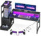 Coleshome Gaming Tisch mit LED-Beleuchtung & Steckdose, Gaming Schreibtisch mit Schubladen, Computertisch mit Ablageflächen & Monitorständer, Carbon Fiber Schwarz, 151×50 cm