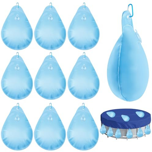10 Stück Poolabdeckungsgewichte, Wasserbeutel, Winterfrostschutz, robuste Poolabdeckung, hängende Gewichte, Kissen, dickes PVC, winddicht, Plane, Wasserbeutel mit Haken für den Außenbereich