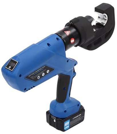 UHDUIG Elektrohydraulische Crimpzange 18V.4Ah 120KN Crimpkraft Professionelle Wiederaufladbare Hydraulikzange mit 12 Gesenke und Einen Leistungsstarken Akku LED-Licht