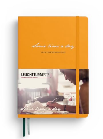 LEUCHTTURM1917 372387 Some Lines A Day 5-Jahres-Buch, Medium A5, Hardcover Schreibbuch, 5 years Memories - Journaling, Rising Sun