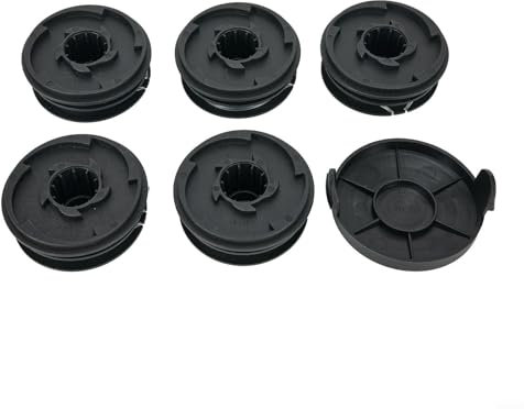Sandyseptember Ersatzspulenfaden Set für Elektro-Rasentrimmer GC-ET 4530 450W - 5 Spulen mit Kappenabdeckung, schwarz