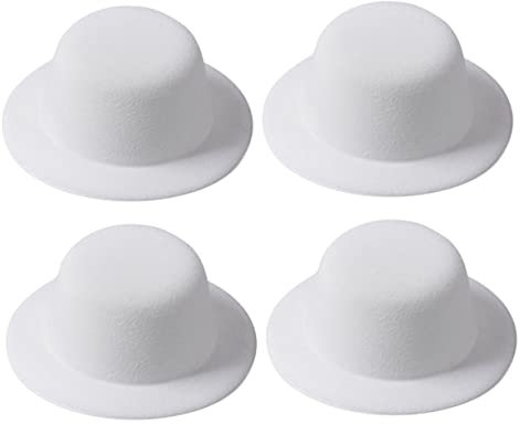HOMOBABE 4 Stück Hut Embryo Kleiner Zylinder Stirnband Puppenhüte Melone Kleine Hüte Mini-Sombrero Kahle Kappe Haarhaube Aus Seide Zubehör Schaumhut Mini Zylinder Basteln Netz Weiß