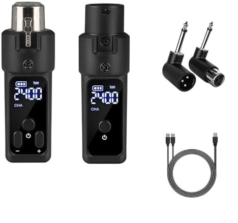 Niceminiwall 2 4GHz Wireless XLR Microphone Transmitter Receiver Plug-on Dynamic Mic Adapter Wireless Microphone System for PA System and Audio Mixer DSLR Camera (1 for Dynamic)