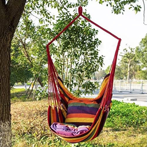 Colorful Stripe Hammock Chair Canvas Comfortable Portable Chair Swing Indoor Hanging Rope for Bedroom Living Room