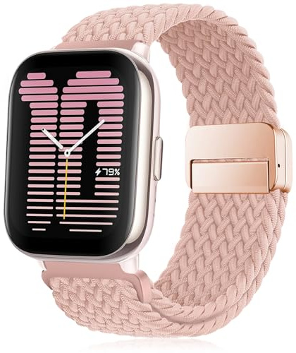 RUIMAYA Cinturino per Amazfit Active/2/GTS 4/GTS 4 Mini/GTS 3/GTS 2 Mini/Bip/GTR 42mm/Pop, Con Chiusura Magnetica, 20mm Bracciale Cinturini Ricambio Regolabile, Rosa