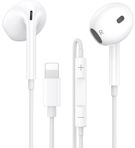 Cuffie con Filo per i-Phone,Auricolari Intraurali con Microfono Integrato & Controllo Volume Audio Stereo HiFi & Isolamento Acustico Compatibili con i-Phone 14/14 Plus/Pro/Pro Max/13/12/11/XS/XR/X/8/7
