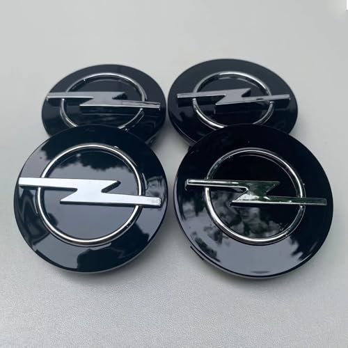 BWESTG 4 Stück Auto Radnabenkappen für Opel Corsa C D E F A B Gsi Turbo Cors OPC Line 64mm, Radmittenabdeckungs Abzeichenau Wasserdicht Verschleißfest Außendekoration Zubehör,A
