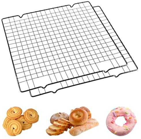 2 Stück Abkühlgitter Edelstahl, 27cm Rechteckig Auskühlgitter, Kuchenrost Abkühlkitter, Abtropfgitter Backen, Backgitter zum Abkühlen, Kuchengitter Abkühlgitter für Backen Kühlen