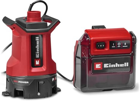 Einhell Akku-Schmutzwasserpumpe GE-DP 36/35 LL Li-Solo | PXC | 36 V | 0,9 bar | 14000 l/h Fördermenge | 9 m Förderhöhe | 2 Leistungsmodi | 2-in-1-Pumpe | ohne Akku