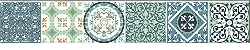 Plage Smooth Tiles Decoración Adhesiva para Azulejos, Vinilo, Verde, 15x15 cm, 6 Unidades