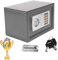 Electronic Home Mini Safe Box Digital Steel Money Cash Safe with 2 Keys 4.6 Litre Volume Grey, Safety Box Electronic Lock Safes Home Office Digital Money Cash Deposit Jewelry Document Storage Box