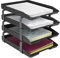 Acrimet Traditionelles 4-stufiges Briefablagefach, Frontlader-Design, für A4-/Briefgröße, Schreibtisch-Organizer (Kunststoff) (Schwarz Farbe)