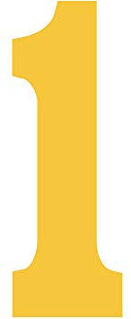 10 Tall Number 1 Iron On Heat Transfer for Football Baseball Jersey Sports T-Shirt Yellow