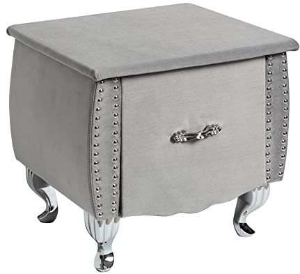 invicta INTERIOR Eleganter Nachttisch EXTRAVAGANCIA 47cm Silbergrau Samt Nachtkommode mit Schublade