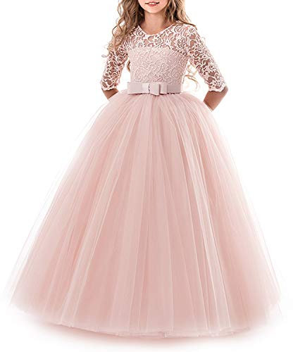 TTYAOVO Ragazze Spettacolo della Principessa Fiore Dress Bambini Prom Puffy Sfera di Tulle Abiti Taglia(160) 11-12 Anni 378 Rosa