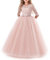 TTYAOVO Ragazze Spettacolo della Principessa Fiore Dress Bambini Prom Puffy Sfera di Tulle Abiti Taglia（160） 11-12 Anni 378 Rosa