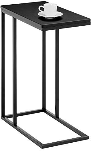 IDIMEX Bout de canapé Debora Table d'appoint Table à café Table Basse de Salon Design Retro Vintage Industriel, Plateau rectangulaire en MDF décor Noir Mat et Cadre en métal Noir