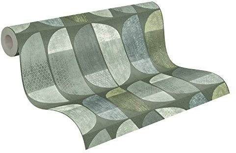A.S. Création Vliestapete Geo Nordic geometrische Tapete 10,05 m x 0,53 m grün 375312 37531-2