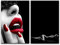 NJYBF Bild auf Leinwand 2 teilig je 60x90cm Sexy Lippen Rot Frau Akt Schwarz Weiß für Wohnzimmer Home Deco. (ohne Rahmen)
