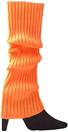HONGBI Damen Bunte Fußwärmer Beinstulpen aus Baumwollmischung Fluoreszierende Beinwärmer Gestrickt Stulpen Leg Warmers Orange One size