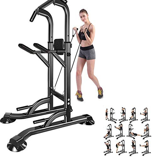 SGSG Power Tower, Pull-Up-Dip-Station Pull-Up-Bar Multigym-Power-Rack-Dip-Bars Freistehende Fitness-Workout-Station, höhenverstellbar, Belastung 400 kg, für Krafttrainingsgeräte zu Haus