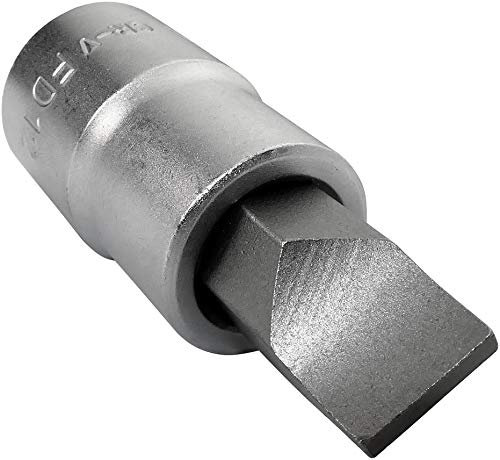 AERZETIX - Bussola con punta cacciavite 1/2 - per viti a intaglio/piatte - Monoblocco 12x55mm - Inserto per chiave/cricchetto manuale/pneumatica - con scanalatura - in acciaio CR-V - Argento - C45052