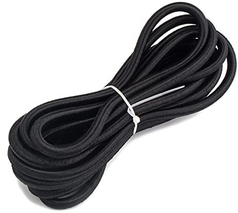 1/4 x 10' Bungee Shock Cord - Elastic Nylon Cords Marine Kayak Heavy Stretch String Rope and Tie Down Trailer Strap (Black)