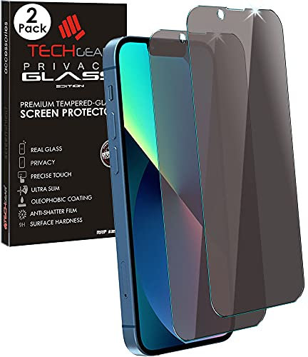 TECHGEAR [2 Pack Anti Spy Screen Protector for iPhone 16e, iPhone 14, iPhone 13, 13 Pro - PRIVACY Filter GLASS Edition Tempered Glass Screen Protector Compatible with iPhone 14/13/13 Pro/16e 2025