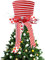 Christmas Tree Topper Retractable Foldable Plaid Top Hat Xmas Tree Topper Ornament with Large Bow, Xmas/Holiday/Winter Wonderland Party Decoration Ornament Supplies