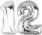 DekoRex Folienballon Silber 82cm Geburtstag Jubiläum Hochzeit Deko (Zahl 12)