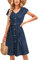 OUGES Women's Summer Short Sleeve Dress V Neck Casual Button Down Midi Ladies Dresses with Pockets(Floral30,L)