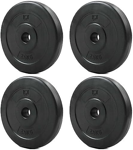 KK Vinyl Weight Plate Set. For 1 Inch Barbell Bar Dumbbells Weight Disc Pair. 2 x 2.5kg, 5kg or 10kg Barbell Weight Plates. Dumbbell Plates for Home or Gym Training or Weightlifting. (4 X 2.5kg)