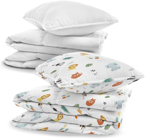 Kinderbettwäsche Baby Bettwäsche 100x135cm aus Baumwolle - Kinder Set von Duvet Cover und Kissenbezug 40x60 cm mit Bettdecke und Kissen für Kleinkind Junge und Mädchen Babybettwäsche Oeko-Tex