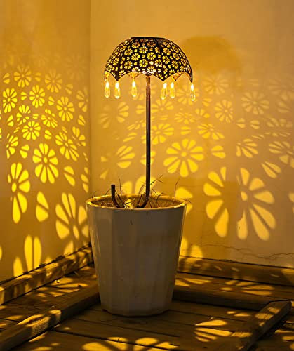 ACMHNC Solarlampen für Außen Garten, LED Outdoor Solarleuchten Garten Deko, Schirmform Vintage Gartenleuchte Wasserdicht Solar Lampe für Rasen, Balkon, Terrasse, Hof, Gehweg (Bronze)