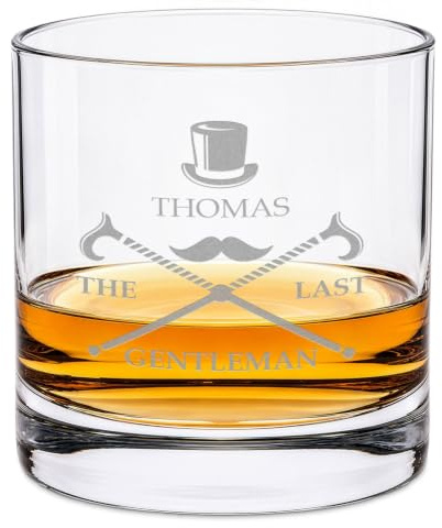 GRAVURZEILE Leonardo Whiskyglas mit Gravur - The last Gentleman - Personalisiert mit Name - Graviertes Whiskyglas für Papa zum Vatertag - Geschenke für Whisky Liebhaber zum Geburtstag