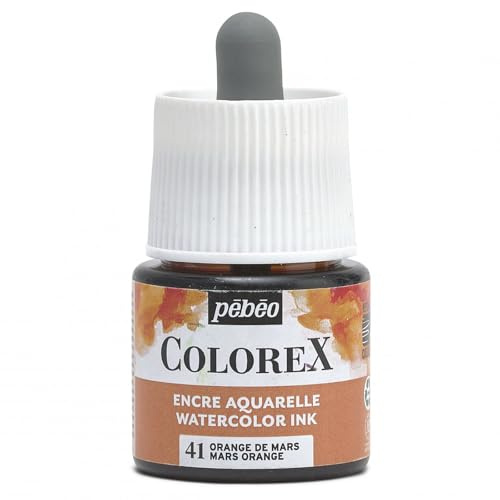Pébéo - Colorex Tinte 45 ML März Orange - Colorex Aquarell Tinte Pébéo - März Orange Tinte mit samtigem Finish - Zeichentusche Multi-Tool Alle Medien - 45 ML - März Orange
