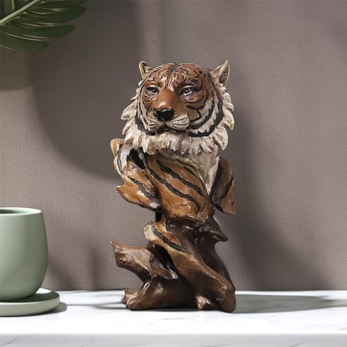 Statue aus Kunstharz, Tigerkopf, Büste, Skulptur, Geschenk für Zuhause, Büro, Wohnzimmer, Desktop-Display, dekorative Dekoration