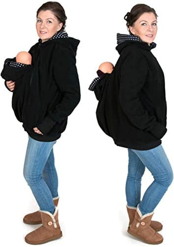 Veste De Maternité Et De Portage 3 En 1 Kangourou Porte-Bébé Porteur Veste De Maternité À Manches Longues Convient Pour L'automne Et L'hiver 1,XXXL