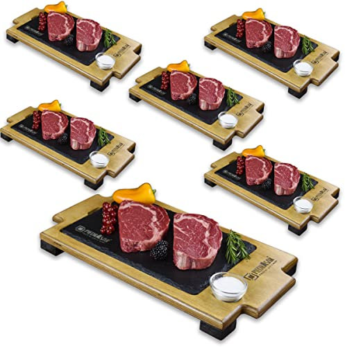 Plato de Pizarra de 20x30 cm Promo 6 Unidades con Base de Madera Peronalizada 1 Salsero