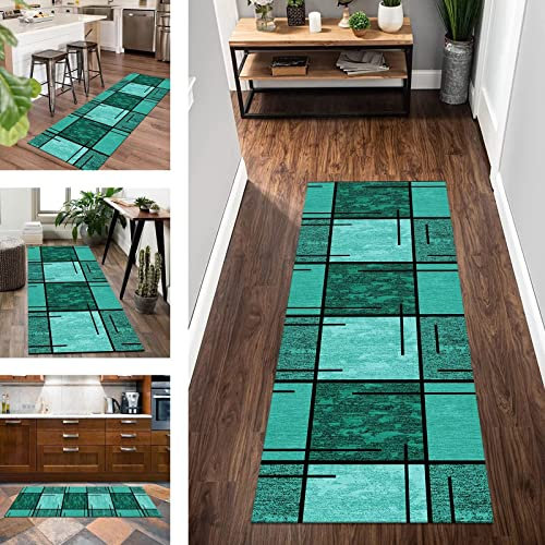 Teppich Läufer Lang Flur Küche rutschfest waschbar Korridor Teppichläufer Hellgrün 3D 70X150CM Küchenläufer Modern Abstrakt Schlafzimmer Kinderzimmer Wohnzimmer Meterware Teppichmatten Flurläufer