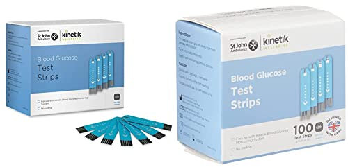 Kinetik Wellbeing Blood Glucose Test Strips – Used by The NHS – in Association with St John Ambulance – Test Strips Available on Prescription & Kinetik Wellbeing Blood Glucose Test Strips